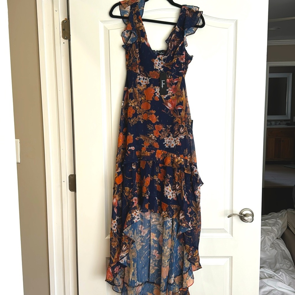 Lulu’s floral floor length dress.